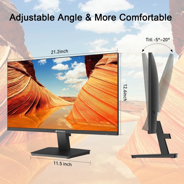 Alt view image 7 of 7 - Monitor 24 Inch 100Hz PC Computer Monitor, FHD for Home Office HDMI VGA Ports, Ergonomic Tilt, VESA Mout, Ultra-Slim, Eye Care for Home Office (ES-24F2, HDMI Cable Included)