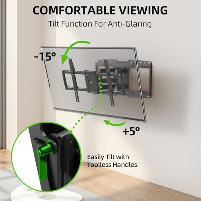 Alt view image 2 of 5 - Heavy Duty Full Motion Sliding TV Wall Mount for 42-97 Inch TVs up to 150 lbs, Wall Mount TV Bracket for Wood Studs 12/16/18/24 inch, Swivel & Tool-Free Tilt, Max VESA 600x400mm (Pack of 2)