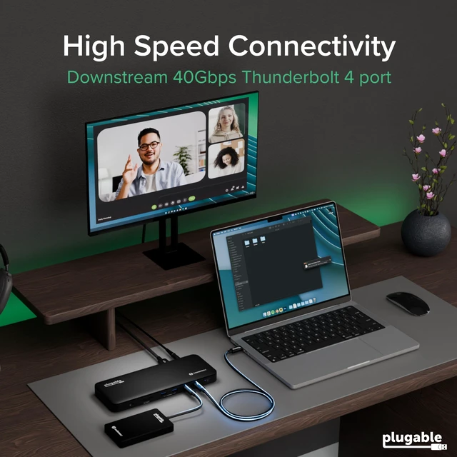 Alt view image 4 of 7 - Thunderbolt 4 Dock with 100W Charging, Dual Monitor Thunderbolt Certified Laptop Docking Station Single 8K or Dual 4K HDMI for Windows and Mac, 4X USB, Gigabit Ethernet TBT4-UD5