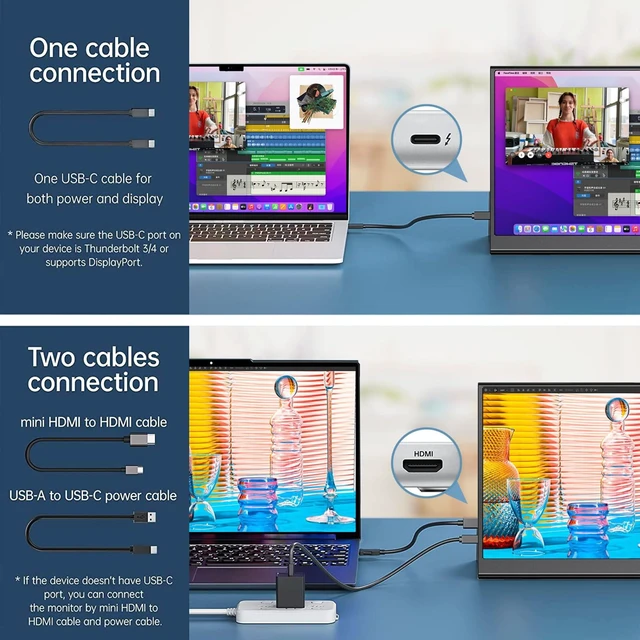 Alt view image 4 of 7 - 16" QHD USB-C HDMI HDR Portable Monitor 16" QHD 2.5K IPS HDR, smart cover+speakers, USB-C/HDMI, plug&play, for PC/Mac/Phone/PS5/Xbox/Switch