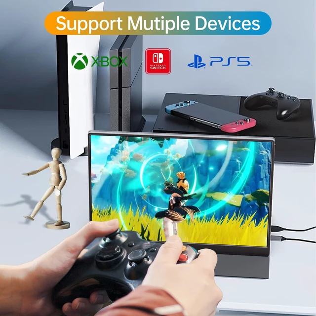 Alt view image 3 of 7 - 16" QHD USB-C HDMI HDR Portable Monitor 16" QHD 2.5K IPS HDR, smart cover+speakers, USB-C/HDMI, plug&play, for PC/Mac/Phone/PS5/Xbox/Switch