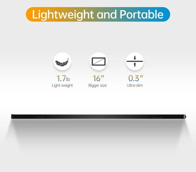 Alt view image 5 of 7 - 16" QHD USB-C HDMI HDR Portable Monitor 16" QHD 2.5K IPS HDR, smart cover+speakers, USB-C/HDMI, plug&play, for PC/Mac/Phone/PS5/Xbox/Switch