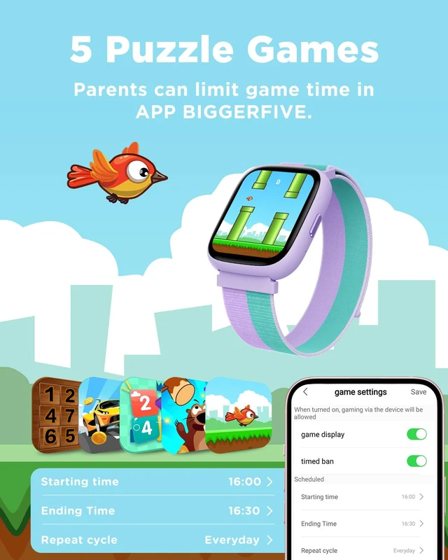 Alt view image 6 of 7 - Smart Watch for Kids, 1.8" Fitness Tracker Watch with Pedometer Heart Rate, Sleep Monitor, IP68 Waterproof, Step Counter, Puzzle Games with/without App for Girls Teens 5-16Nylon