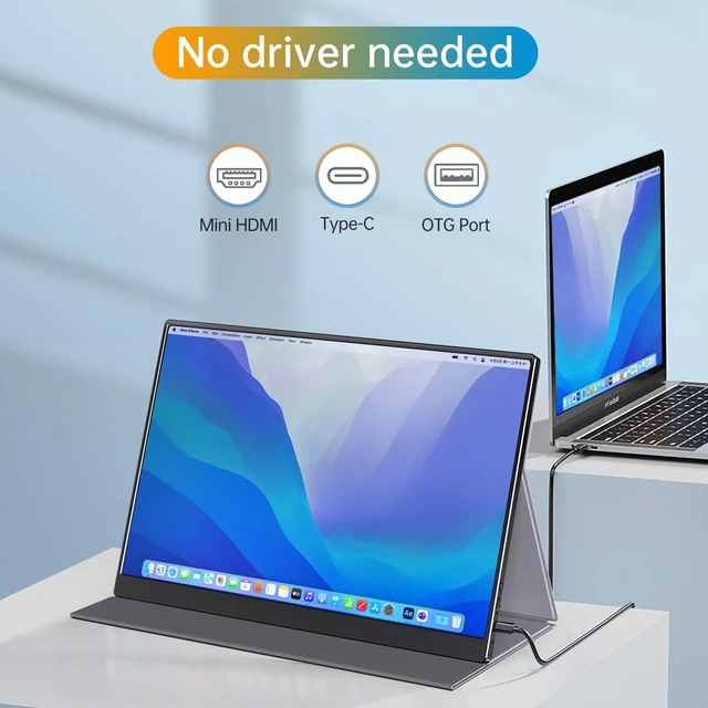 Alt view image 7 of 7 - 16" QHD USB-C HDMI HDR Portable Monitor 16" QHD 2.5K IPS HDR, smart cover+speakers, USB-C/HDMI, plug&play, for PC/Mac/Phone/PS5/Xbox/Switch