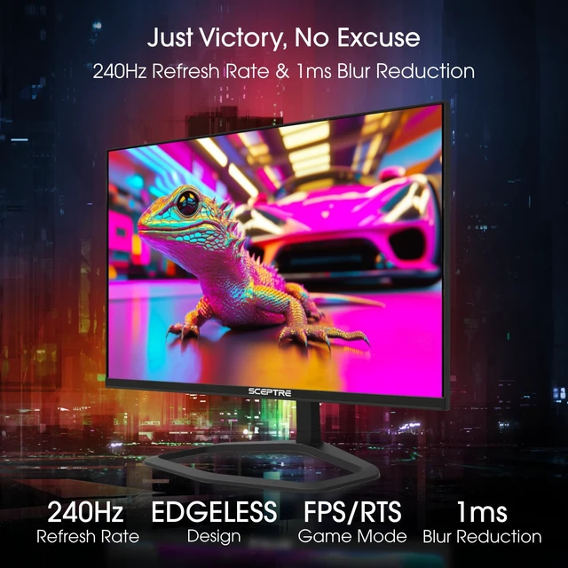 Alt view image 4 of 6 - New! 24.5-inch Gaming Monitor 240Hz 1ms DisplayPort x2 HDMI x2 100% sRGB AMD FreeSync Premium Build-in Speakers, Machine Black 2026 (E255B-FWD240 Series)