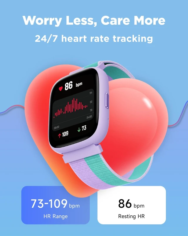 Alt view image 5 of 7 - Smart Watch for Kids, 1.8" Fitness Tracker Watch with Pedometer Heart Rate, Sleep Monitor, IP68 Waterproof, Step Counter, Puzzle Games with/without App for Girls Teens 5-16Nylon