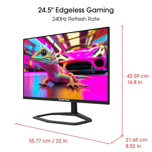 Alt view image 3 of 6 - New! 24.5-inch Gaming Monitor 240Hz 1ms DisplayPort x2 HDMI x2 100% sRGB AMD FreeSync Premium Build-in Speakers, Machine Black 2026 (E255B-FWD240 Series)