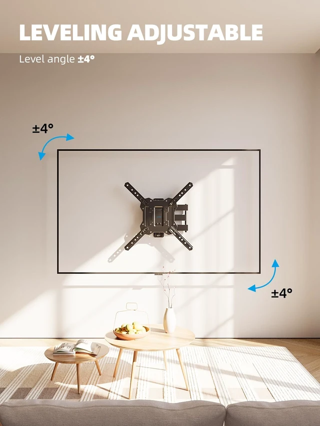 Alt view image 6 of 7 - UL Listed Full Motion TV Wall Mount Bracket 32 40 50 55 60 TVs Fit Most 28-60 inch TVs, 77lbs,Single Stud, VESA 400x400mm, ±90° Swivel, +5°/-15° Tilt, ±4° level, 2.7-16.67" extend