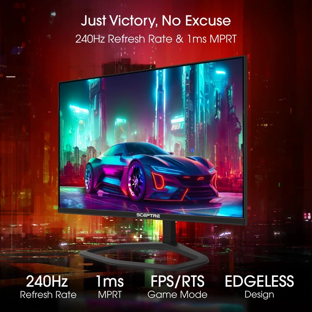 Alt view image 3 of 6 - New 24.5-inch Gaming Monitor 240+Hz 1ms DisplayPort x2 HDMI x2 100% sRGB AMD FreeSync Premium Build-in Speakers, Machine Black 2025 (E255B-FWD240 Series)
