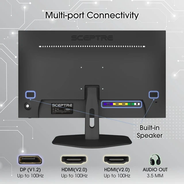 Alt view image 2 of 3 - 27-Inch Gaming Monitor, FHD 1080p, 100Hz, 1ms, DisplayPort, HDMI x2, 100% sRGB, AMD FreeSync, Built-in Speakers, Eye Care, Frameless, Machine Black (E275W-FW100T Series, 2026)