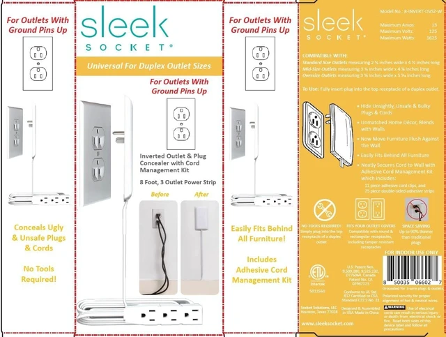 Alt view image 6 of 6 - Original & Patented Ultra-Thin Outlet Concealer with Cord Concealer Kit, Flat Extension Cord with Multi Outlets Power Strip, Ideal for Home Improvement, Hide Bulky and Messy Cords