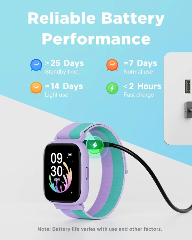 Alt view image 7 of 7 - Smart Watch for Kids, 1.8" Fitness Tracker Watch with Pedometer Heart Rate, Sleep Monitor, IP68 Waterproof, Step Counter, Puzzle Games with/without App for Girls Teens 5-16Nylon