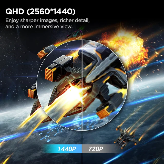 Alt view image 2 of 7 - 27 Inch Curved Gaming Monitor QHD 180Hz, 1ms 1500R VA Display 2560×1440p Monitor, Adaptive Sync, 4000:1 Contrast, 90% DCI-P3, Eye Care, HDMI×2 and DP, VESA, FPS & Console Gaming