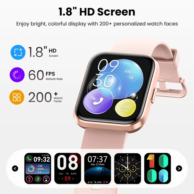 Alt view image 7 of 7 - Smart Watches for Women, 1.8'' HD Women Smartwatch with Alexa Built-in, Bluetooth Calls, IP68 Waterproof, 7 Days Battery, Heart Rate/Sleep/SpO2 Monitor, 110 Sports Mode