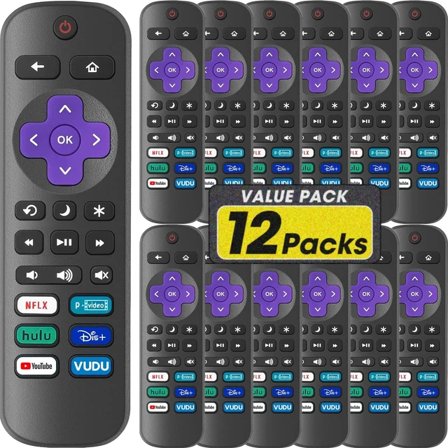 Main image of 12 Pack Replacement Remote Control Only for Roku TV, Compatible with All TCLRoku/HisenseRoku/OnnRoku/SharpRoku/PhilipsRoku (Not for Roku Stick, Box or Speaker)