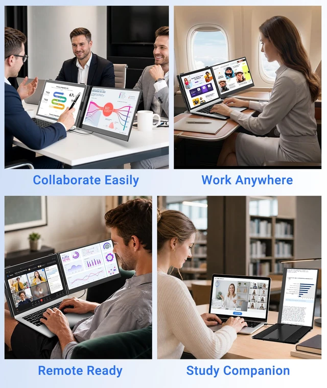 Alt view image 7 of 7 - 14" Laptop Screen Extender, Ultra Lightweight & Portable Monitor 1080P FHD IPS Display, For 13-17.3 Laptops, Plug and Play, Travel Monitor Extender, for Windows/Mac/Android/Chrome