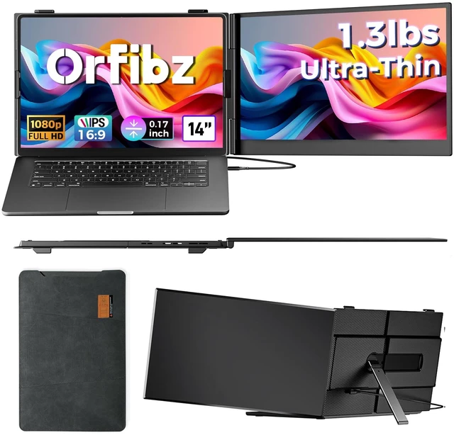 Main image of 14" Laptop Screen Extender, Ultra Lightweight & Portable Monitor 1080P FHD IPS Display, For 13-17.3 Laptops, Plug and Play, Travel Monitor Extender, for Windows/Mac/Android/Chrome