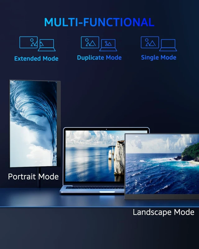 Alt view image 6 of 7 - 4K Portable Monitor, 16" 3840×2400 UHD IPS Travel Screen 1200nit Sunlight-Readable with 145% sRGB, 2000:1 Contrast for Photo Editing Outdoor Work Compatible with Laptop PC Mac PS5 Black