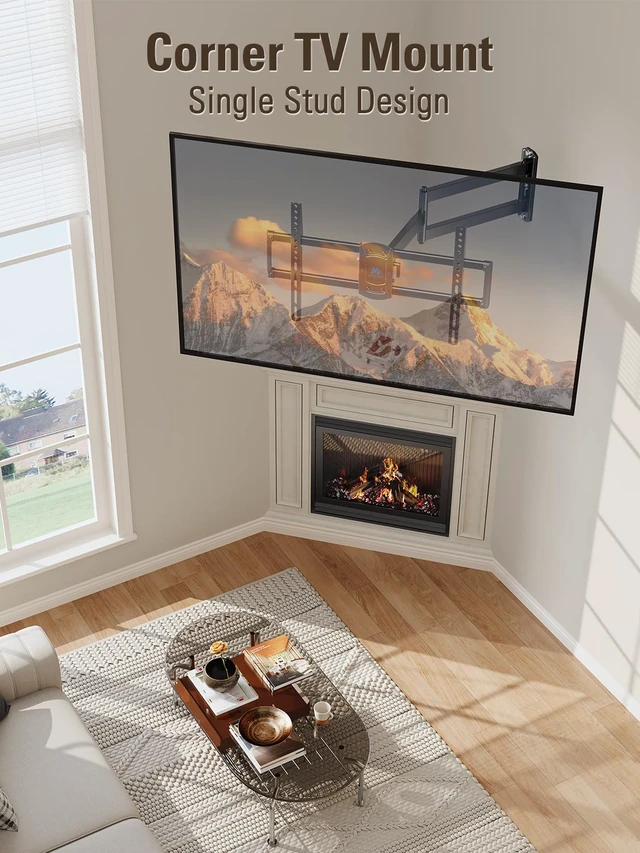 Alt view image 4 of 7 - Corner TV Wall Mount Long Arm Swivel for 37-55-65-75 Inch TV 32 Long Arm Extension, Full Motion TV Mounts, US-Based Support, Strong Construction up to 100 lbs Load and VESA 600x400mm