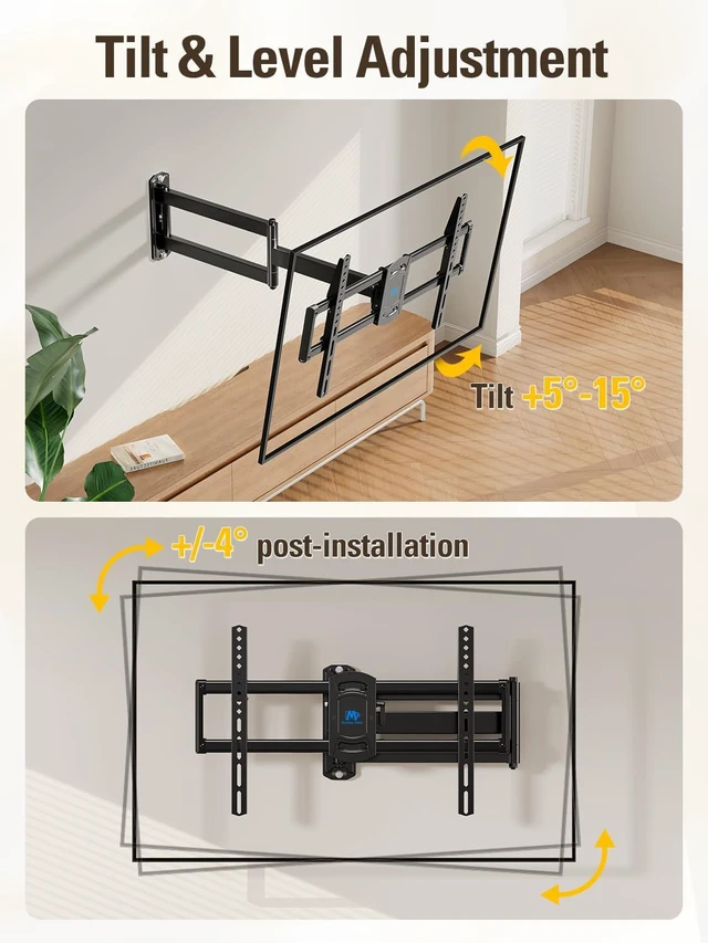Alt view image 7 of 7 - Corner TV Wall Mount Long Arm Swivel for 37-55-65-75 Inch TV 32 Long Arm Extension, Full Motion TV Mounts, US-Based Support, Strong Construction up to 100 lbs Load and VESA 600x400mm