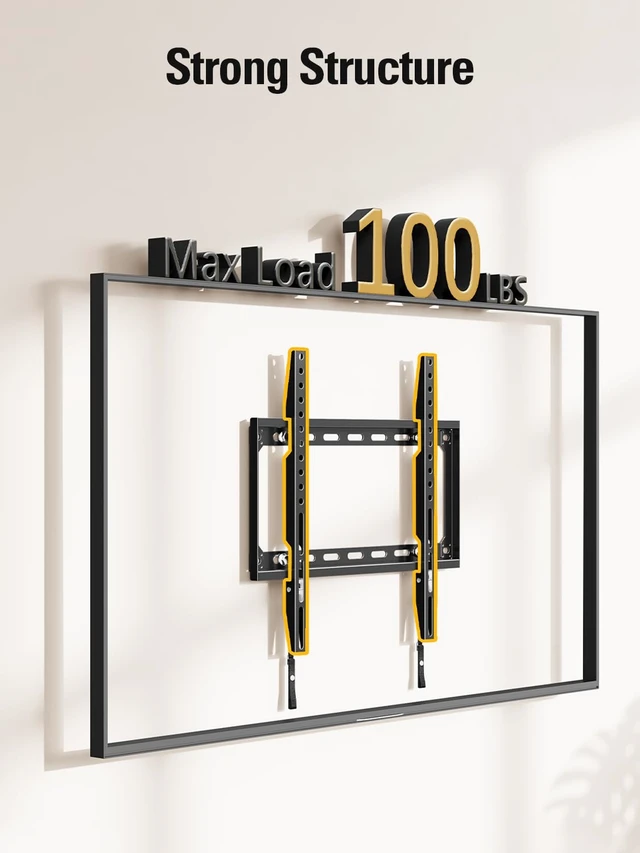 Alt view image 3 of 7 - TV Mount Fixed for 26-60 Inch TVs, TV Wall Mount TV Bracket Low Profile and Space Saving Flat TV Mount, Fixed Slim Mount Max VESA 400x400mm and up to 100 LBS Loading Capacity MD2361-K