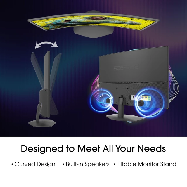 Alt view image 4 of 5 - New! Curved 24-inch Prime Gaming Monitor 1080p 1500R 1ms up to 180Hz DisplayPort x2 HDMI x2 Build-in Speakers, Machine Black 2027 (C248B-FW180T Series)