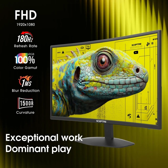 Alt view image 3 of 5 - New! Curved 24-inch Prime Gaming Monitor 1080p 1500R 1ms up to 180Hz DisplayPort x2 HDMI x2 Build-in Speakers, Machine Black 2027 (C248B-FW180T Series)