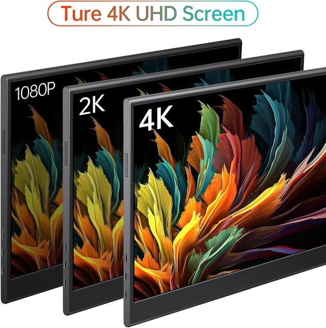 Alt view image 4 of 6 - 15.6 inch Portable Monitor 4K UHD 100%sRGB Travel Display HDMI/USB-C Compatible with Laptops, Desktops, Phones, PS, Mac, Xbox, Switch, and Other Gaming Devices Kickstand & Speakers VESA Mountable