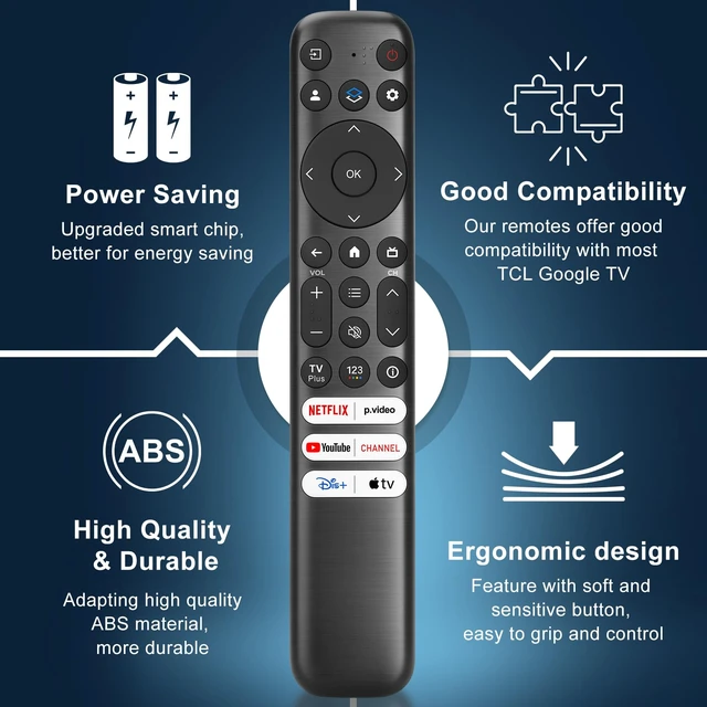 Alt view image 7 of 7 - Only for TCL-Google-TV-Remote-Control Replacement,RC813 Compatible with TCL QM8/QM7/Q7/Q6/Q5/S5/S4/S3 4K UHD HDR LED QLED QD-Mini LED Full-HD Smart TVs(Pack of 2)