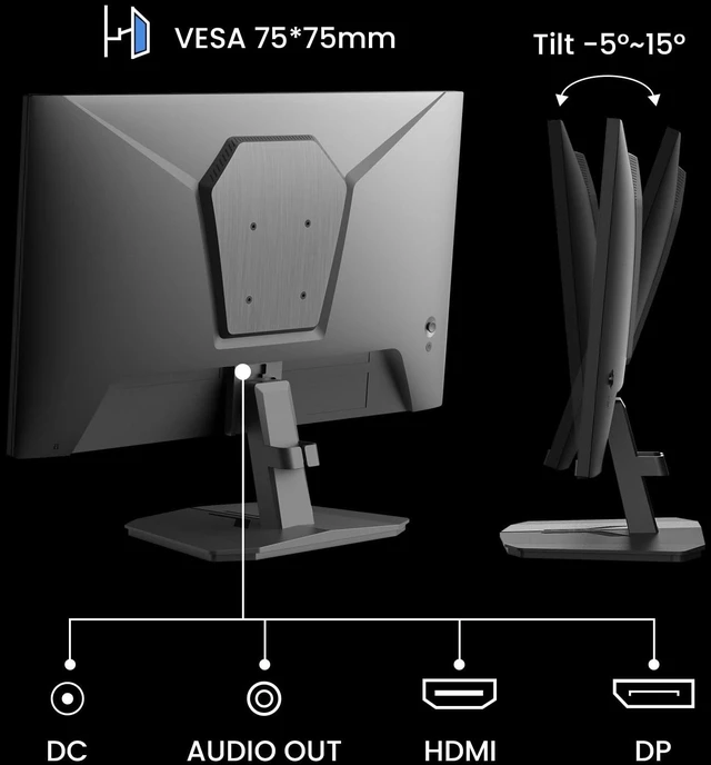 Alt view image 7 of 7 - 24" 1ms 200Hz Gaming Monitor, 24 Inch PC Monitor FHD 1080P, FreeSync Computer Monitor Screen with 4000:1 Contrast, 110% sRGB, HDMI & DP Ports, VESA Mount, for Gaming, Work, Business