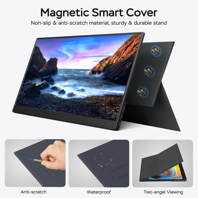 Alt view image 7 of 7 - Portable Monitor 17.3 Inch 1080P 144Hz IPS HDR Ultra-Slim Travel Monitor with Dual Speakers USB-C HDMI Second Screen for Laptop PC Mac Phone Xbox PS4/5 Switch, VESA Kickstand with Cover Stand