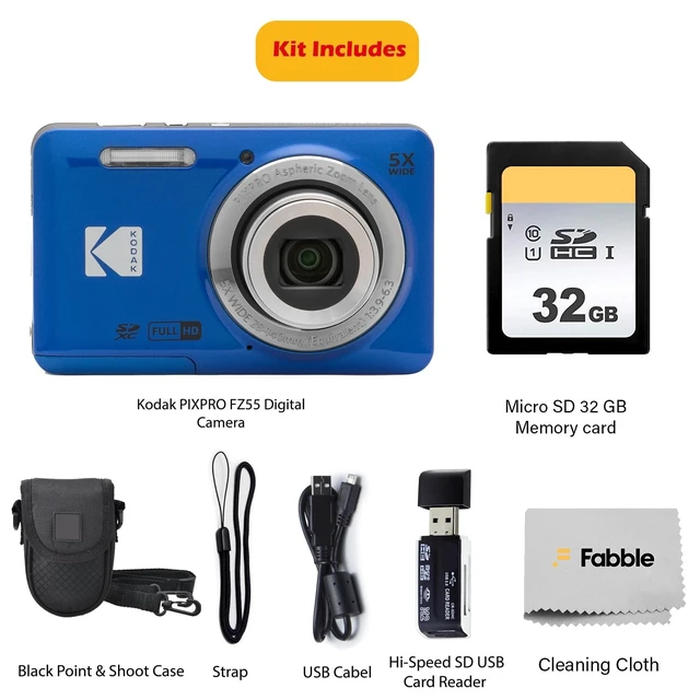 Alt view image 2 of 6 - PIXPRO FZ55 16MP Digital Point & Shoot Camera, 5X Optical Zoom, 28mm Wide Angle, 1080P Full HD Video, Bundle with 32GB SD Card, Protective Case, and Hi-Speed Card Reader (Blue)