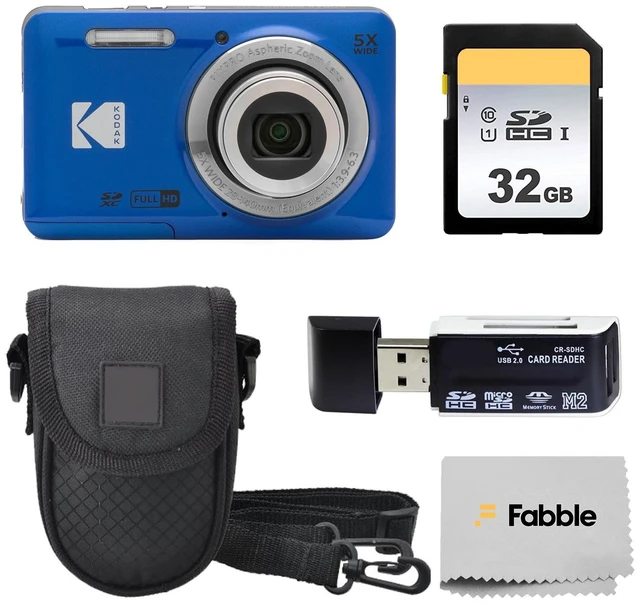Main image of PIXPRO FZ55 16MP Digital Point & Shoot Camera, 5X Optical Zoom, 28mm Wide Angle, 1080P Full HD Video, Bundle with 32GB SD Card, Protective Case, and Hi-Speed Card Reader (Blue)
