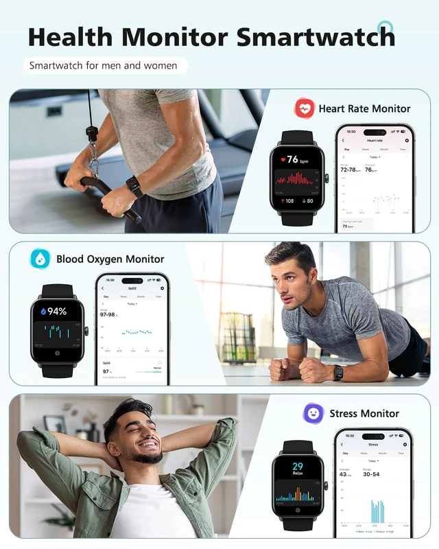Alt view image 3 of 7 - Smart Watches for Women Men, Alexa Smart Watch for Android Phones/iPhones Fitness Watch with Heart Rate/SpO2/Step/Sleep Tracker, Android Smart Watch with Calls/SMS/Reminders, 3ATM Pedometer Watch