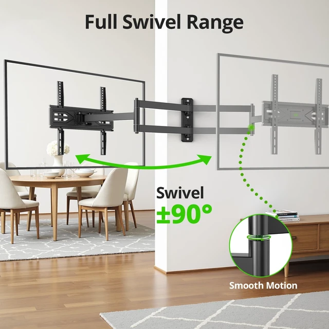 Alt view image 5 of 7 - Corner TV Wall Mount with 31.22" Long Arm for 26-65 Inch TVs up to 80 lbs, Full Motion TV Wall Mount Bracket with Swivel and Tilt, Max VESA 400x400mm fit Most 32 40 42 43 50 55 60 65 TVs