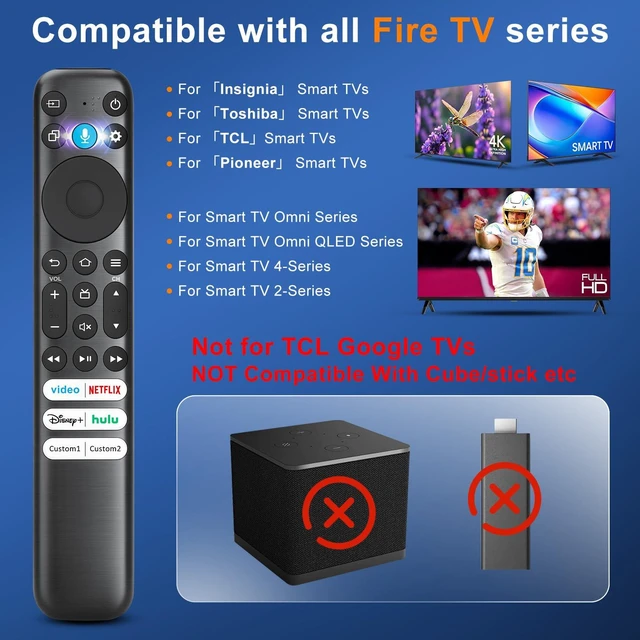 Alt view image 2 of 7 - Voice Remote Only for TCL-Fire-Smart TV 4k QLED/UHD/QD-Mini LED Series Remote Control Replacement RC813B