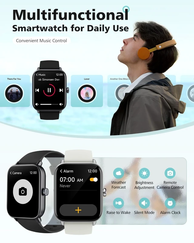 Alt view image 7 of 7 - Smart Watches for Women Men, Alexa Smart Watch for Android Phones/iPhones Fitness Watch with Heart Rate/SpO2/Step/Sleep Tracker, Android Smart Watch with Calls/SMS/Reminders, 3ATM Pedometer Watch