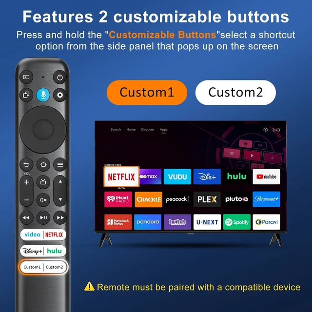 Alt view image 4 of 7 - Voice Remote Only for TCL-Fire-Smart TV 4k QLED/UHD/QD-Mini LED Series Remote Control Replacement RC813B