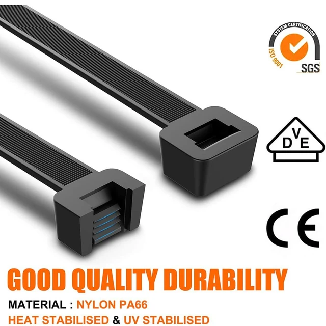 Alt view image 4 of 7 - 24 Inch Black Zip Ties Heavy Duty, 120 LBS Test Large Cable Ties, 100 Pack Adjustable Self-Locking,0.3" Extra Width, UV-Resistant, UL Listed, Durable Nylon Wire Tie, Indoor Outdoor Use,Patented Design