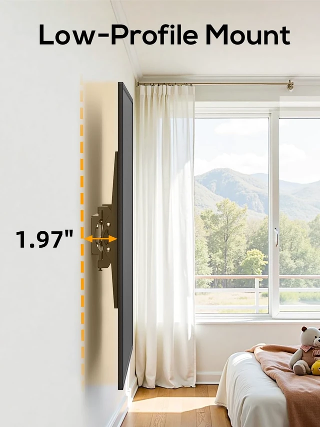 Alt view image 2 of 7 - 40 50 55 inch Tilting TV Wall Mount for 24-65 '' TVs, Low Profile TV Mount, Ultra Slim Wall Mounts TVs Bracket, Max VESA 400x400mm, 99 lbs & 16 inch Studs, Fit Most 32+ 42 43 45 Screen