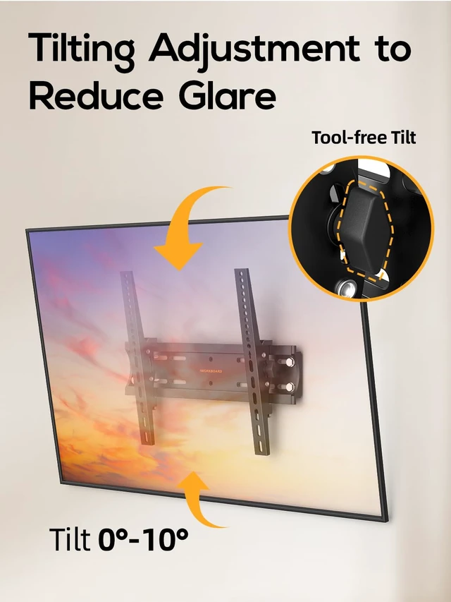 Alt view image 3 of 7 - 40 50 55 inch Tilting TV Wall Mount for 24-65 '' TVs, Low Profile TV Mount, Ultra Slim Wall Mounts TVs Bracket, Max VESA 400x400mm, 99 lbs & 16 inch Studs, Fit Most 32+ 42 43 45 Screen