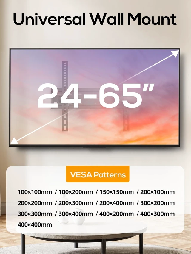 Alt view image 5 of 7 - 40 50 55 inch Tilting TV Wall Mount for 24-65 '' TVs, Low Profile TV Mount, Ultra Slim Wall Mounts TVs Bracket, Max VESA 400x400mm, 99 lbs & 16 inch Studs, Fit Most 32+ 42 43 45 Screen
