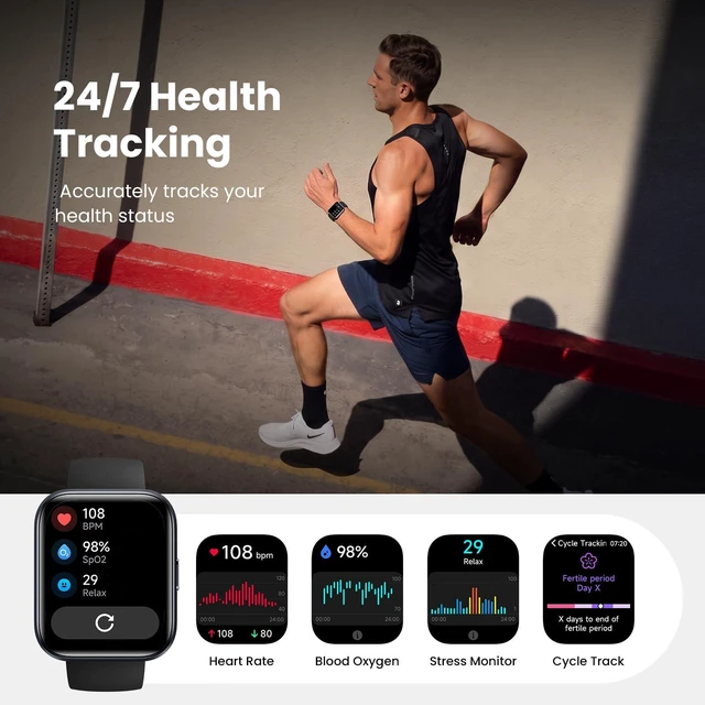 Alt view image 2 of 7 - Smart Watches for Men Android & iPhone, 1.8" HD Alexa Built-in Smartwatches Fitness Tracker Watch with Bluetooth Calls, IP68 Waterproof, Heart Rate/Sleep/SpO2 Monitor, 110 Sport Modes - Black