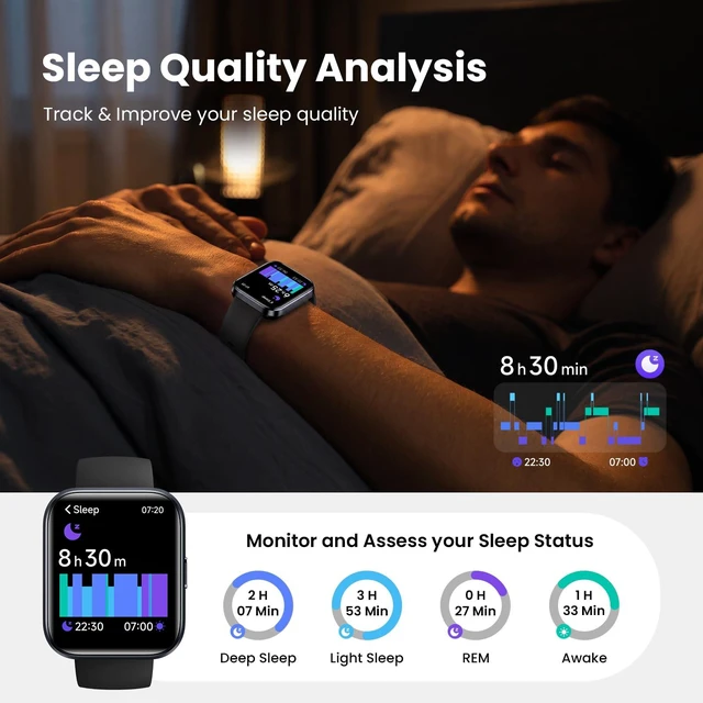 Alt view image 3 of 7 - Smart Watches for Men Android & iPhone, 1.8" HD Alexa Built-in Smartwatches Fitness Tracker Watch with Bluetooth Calls, IP68 Waterproof, Heart Rate/Sleep/SpO2 Monitor, 110 Sport Modes - Black