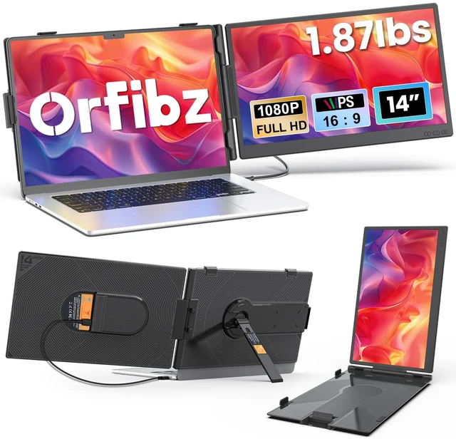 Main image of Laptop Screen Extender 1.87lbs Ultra-Portable & Ultra Slim, 14.2" FHD 1080P Dual Portable Monitor for 14"-17.3" Laptop, Plug & Play Travel Monitor Extender Compatible with Wins/Mac/Chrome/Android