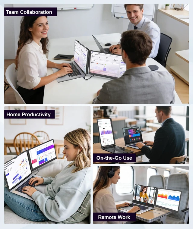 Alt view image 6 of 7 - Laptop Screen Extender 1.87lbs Ultra-Portable & Ultra Slim, 14.2" FHD 1080P Dual Portable Monitor for 14"-17.3" Laptop, Plug & Play Travel Monitor Extender Compatible with Wins/Mac/Chrome/Android