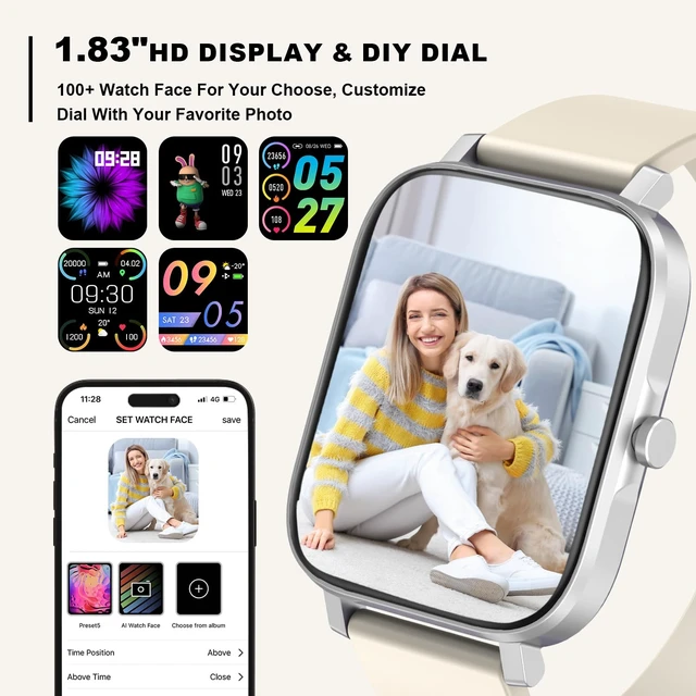 Alt view image 5 of 7 - Smart Watch for Men Women Compatible with iPhone Samsung Android Phone 1.69 inch Full Touch Screen IP68 Waterproof Bluetooh Fitness Tracker Heart Rate/Sleep Monitor (Starlight)