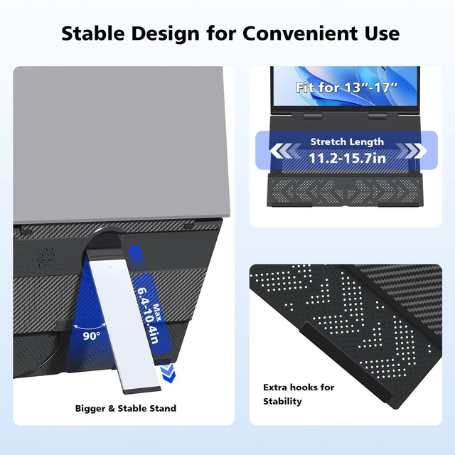 Alt view image 4 of 7 - Laptop Screen Extender Monitor Portable, 15.6 FHD 1080P Eye Care & Neck-Friendly Travel Monitor for Laptop Vertical Screen Extender Plug & Play for Windows/Mac/Android/Gaming, fits 13-17" Laptops