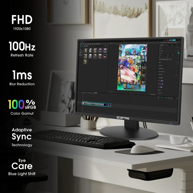 Alt view image 3 of 5 - New! 24-inch Prime Monitor 100Hz 100% sRGB HDMI x2 VGA Build-in Speakers Machine Black 2026 (E248W-19203R Series)