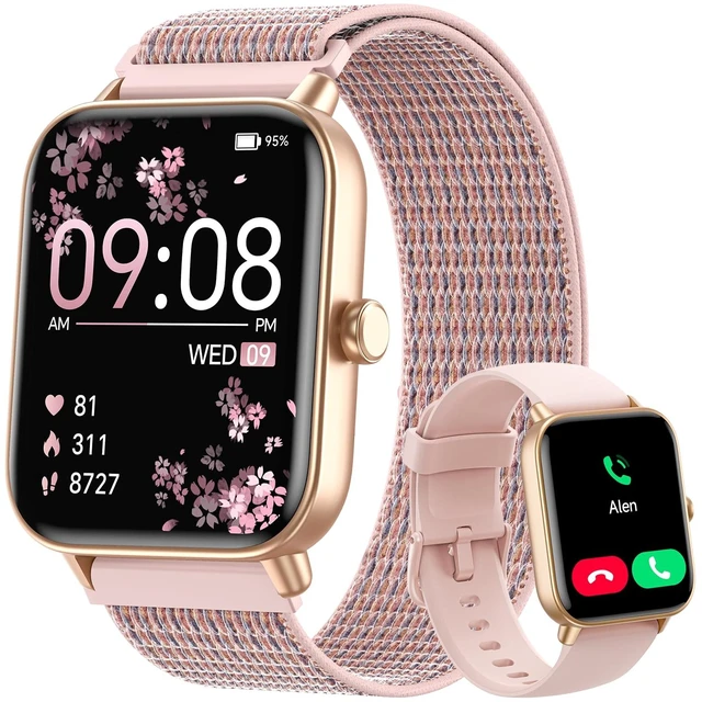 Main image of Smart Watches for Women, 1.85" Alexa Smart Watch for Android Phones/iPhones 120+ Sport Modes Fitness Watch with Heart Rate/SpO2 Monitor, Step/Sleep Tracker, Bluetooth Calls Watches for Women, 2Bands